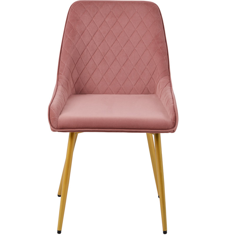 Mako 46cm H Velvet Upholstered Side Chair, Pink, Gold