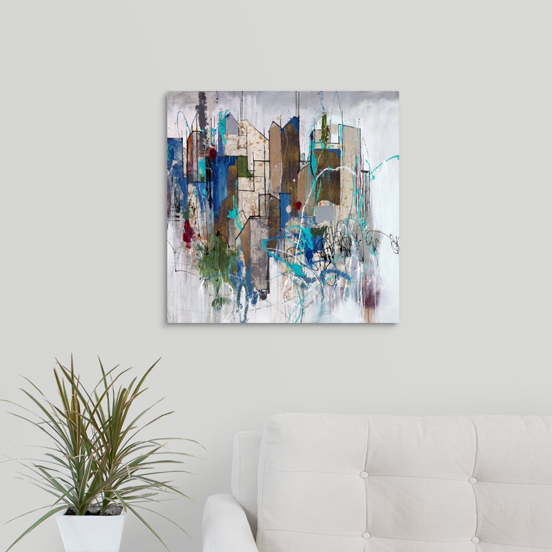 « stomping ground oreillers », peinture sur toile, Toile tendue, H 20 po x l 20 po x P 1,25 po