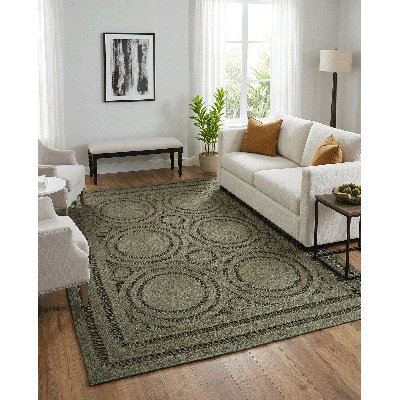 Tapis vert olive / brun Mehndi