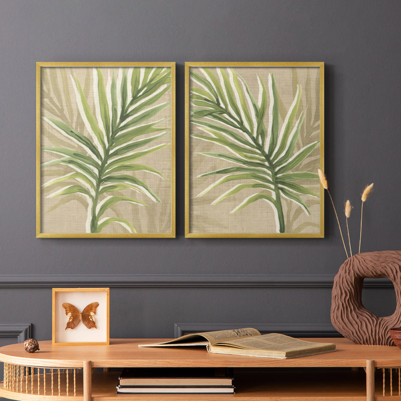 Toile de jute avec impression encadrée I-Premium - prêt à accrocher - aucun clou requis - aucun clou requis, Doré