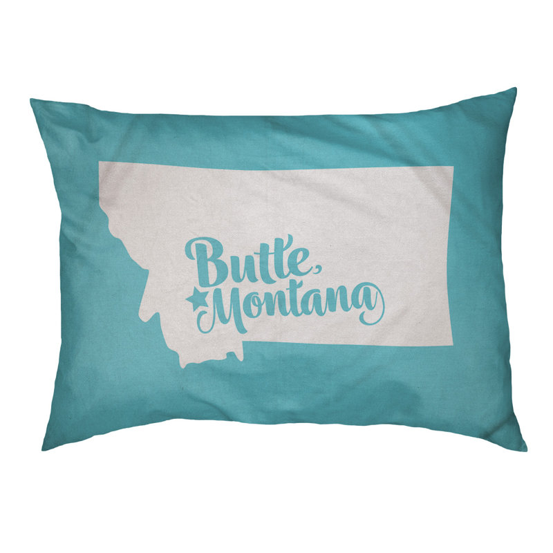 Coussin stylisé montana Butte, Petit (L 18 po x l 28 po), Bleu sarcelle