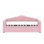 Lit de jour rembourré simple avec lit gigogne escamotable à hauteur réglable et port de charge USB et Type-C, structure de lit de jour avec 2 poches latérales, aucun sommier nécessaire, rose