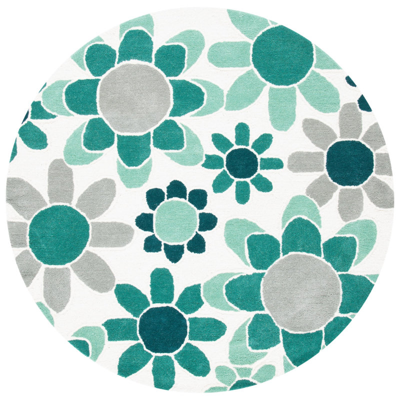 Asdur Hand Tufted Wool And Cotton With Latex Rug, Round 5'