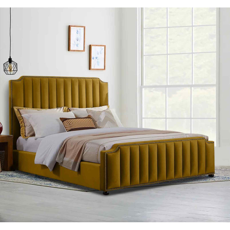Upholstered Bed, Single (3'), Mustard