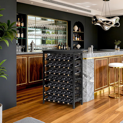 Étagère de rangement pour bouteilles de vin en bambou à 7 niveaux avec plateau de rangement pour 42 bouteilles