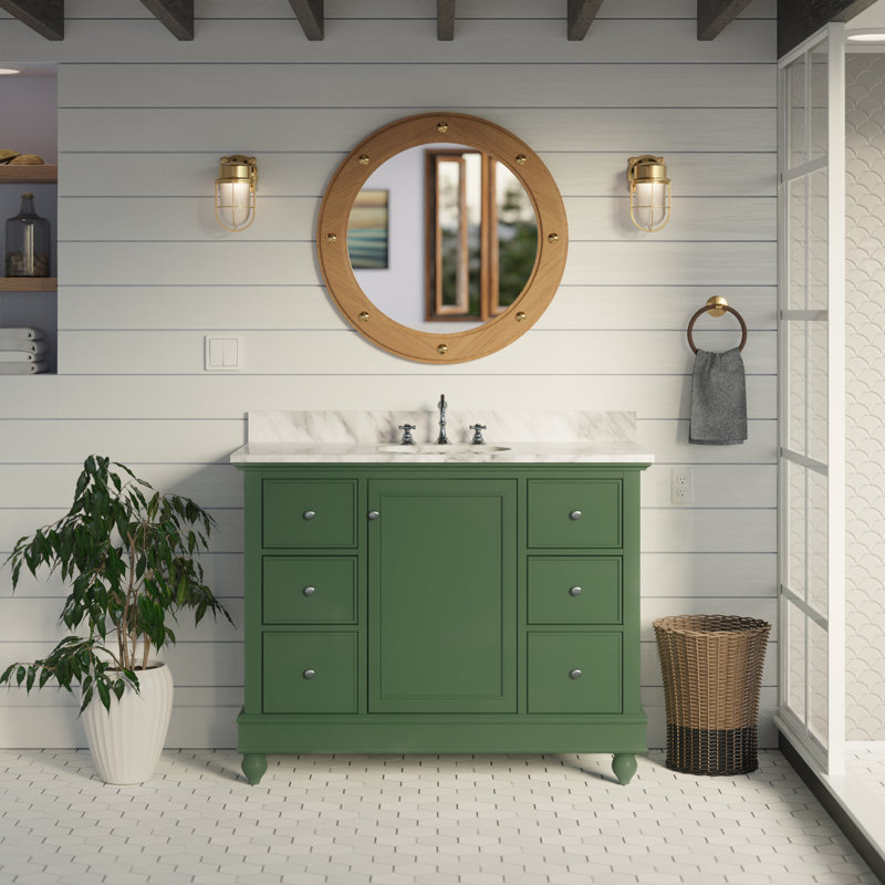 Ensemble de meuble-lavabo simple 42 po Ferdinand, Marbre de Carrare, Sauge vert