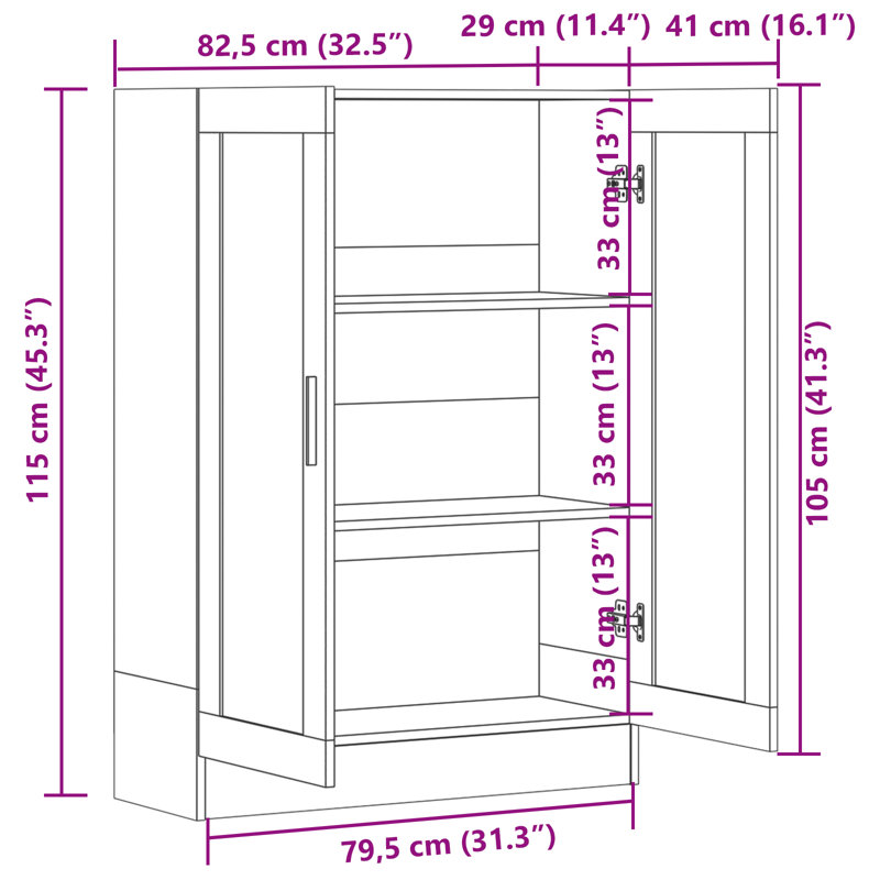 Ruark 115cm H x 82.5cm W Standard Bookcase, Smoked Oak