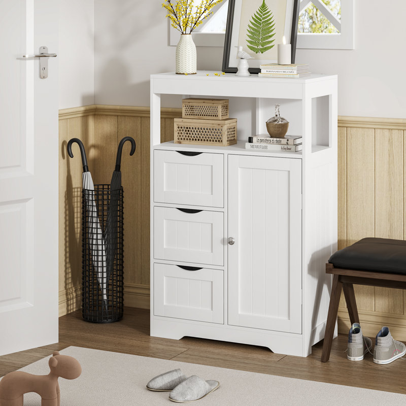 Goldean 34'' H X 22'' W X 11'' D Freestanding Bathroom Cabinet With Adjustable Shelf, White