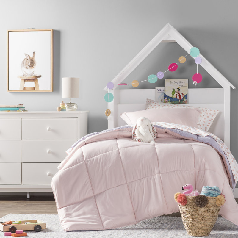  Kids Reversible Comforter Set, Blush/Lavender, Twin XL Comforter + 1 Standard Sham