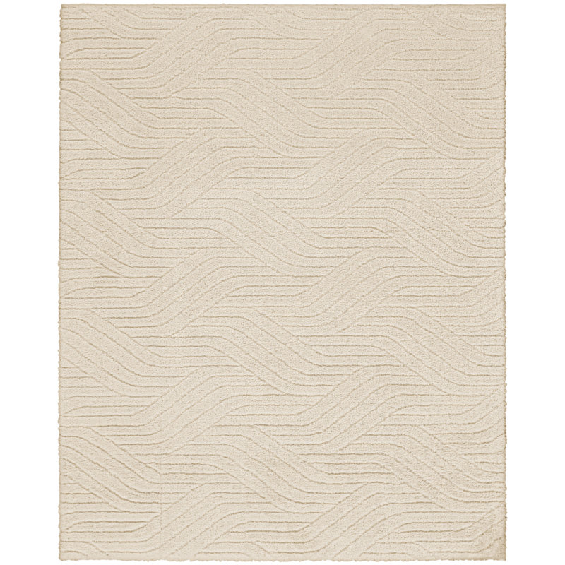 Tapis beige à poils longs Calvin Klein Surfaces, Rectangle 5 pi 3 po x 7 pi 3 po