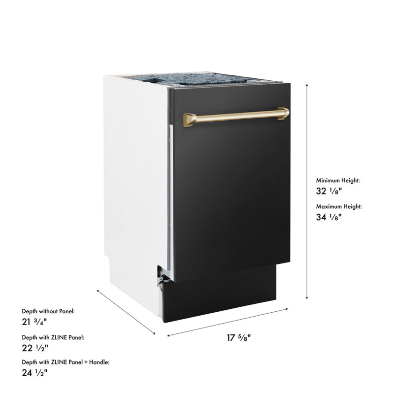 ZLINE 18" 15 dBA Top Control Dishwasher, Gold
