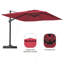 Parasol carré en porte-à-faux 11 pi en rouge (sans base de parasol)
