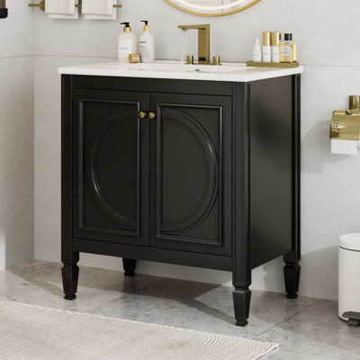 Charmant meuble-lavabo avec plusieurs options de rangement et un design élégant