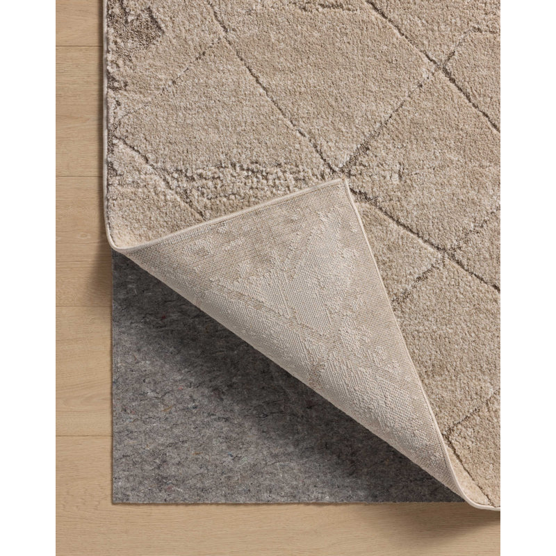 Beige and Natural High Pile Abstract Area Rug