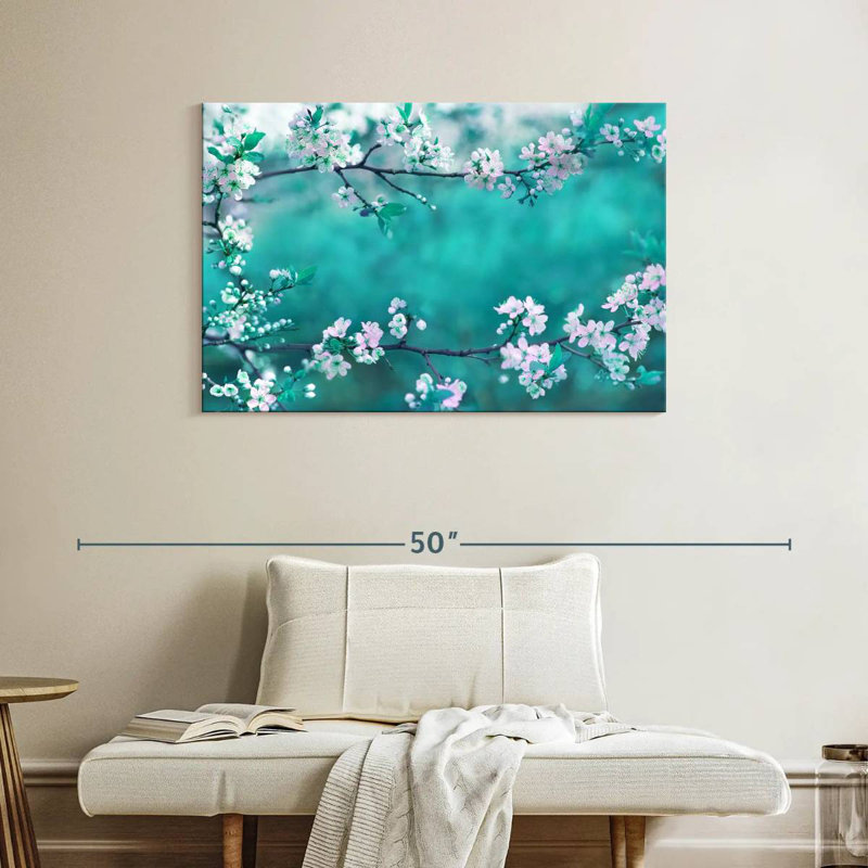 Harnek White Cherry Blossoms In Japan, 26" H x 39" W