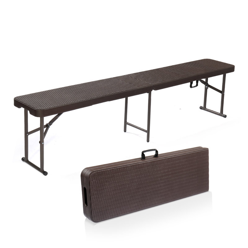  Banc pliant en plastique pour patio, H 16,93 po x l 71,65 po x P 11,02 po, Noir, noir, noir, noir