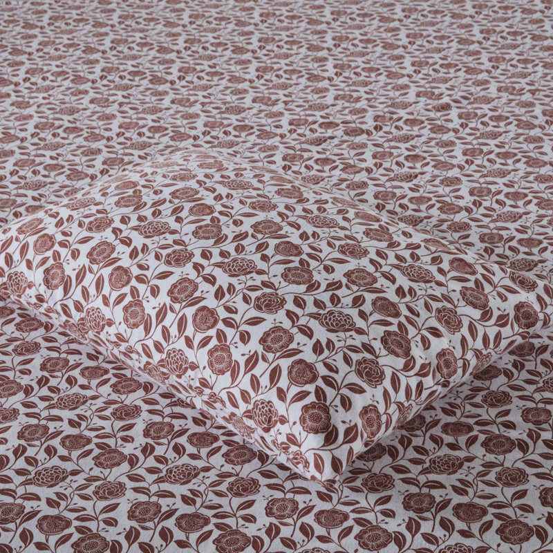 Ensemble de draps 4 pièces en coton avec imprimé faune d'hiver et 2 taies d'oreiller standard