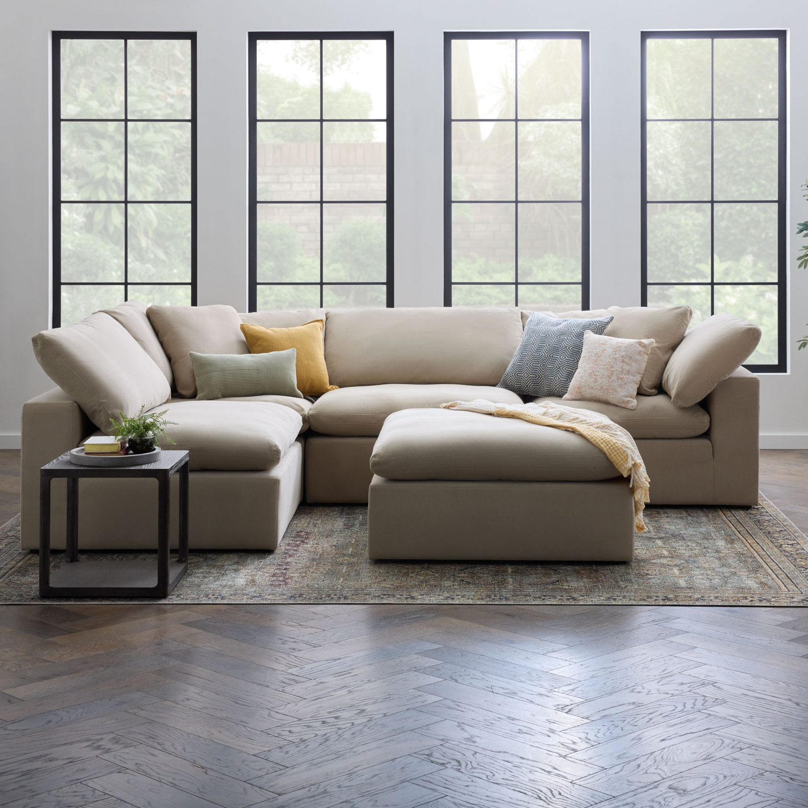 Calana Cloud Modular Sectional, Almond, 5 Piece