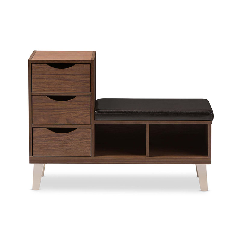 Banc de rangement rembourré Allie, Brun