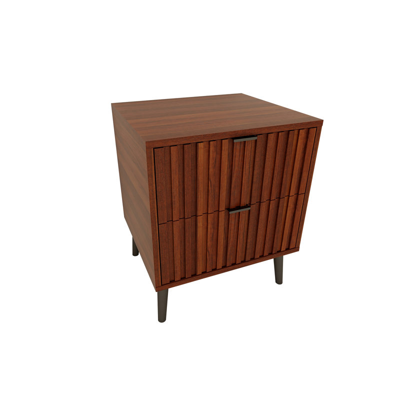 Table de chevet en bois brun avec 2 tiroirs - Table de chevet moderne et table de rangement