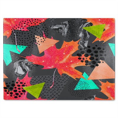 Maple Leaf Geometrics Glass Chopping Board