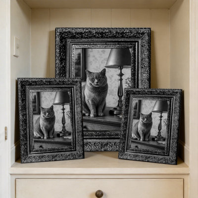 Black 3 PCS Refined Picture Frame for 5" x 7" Photos and Desk Decor