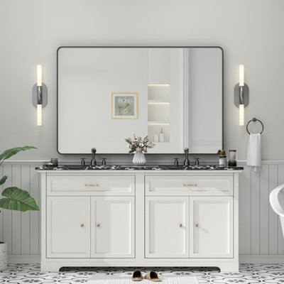 Miroir de salle de bain mural en verre trempé et métal Molly