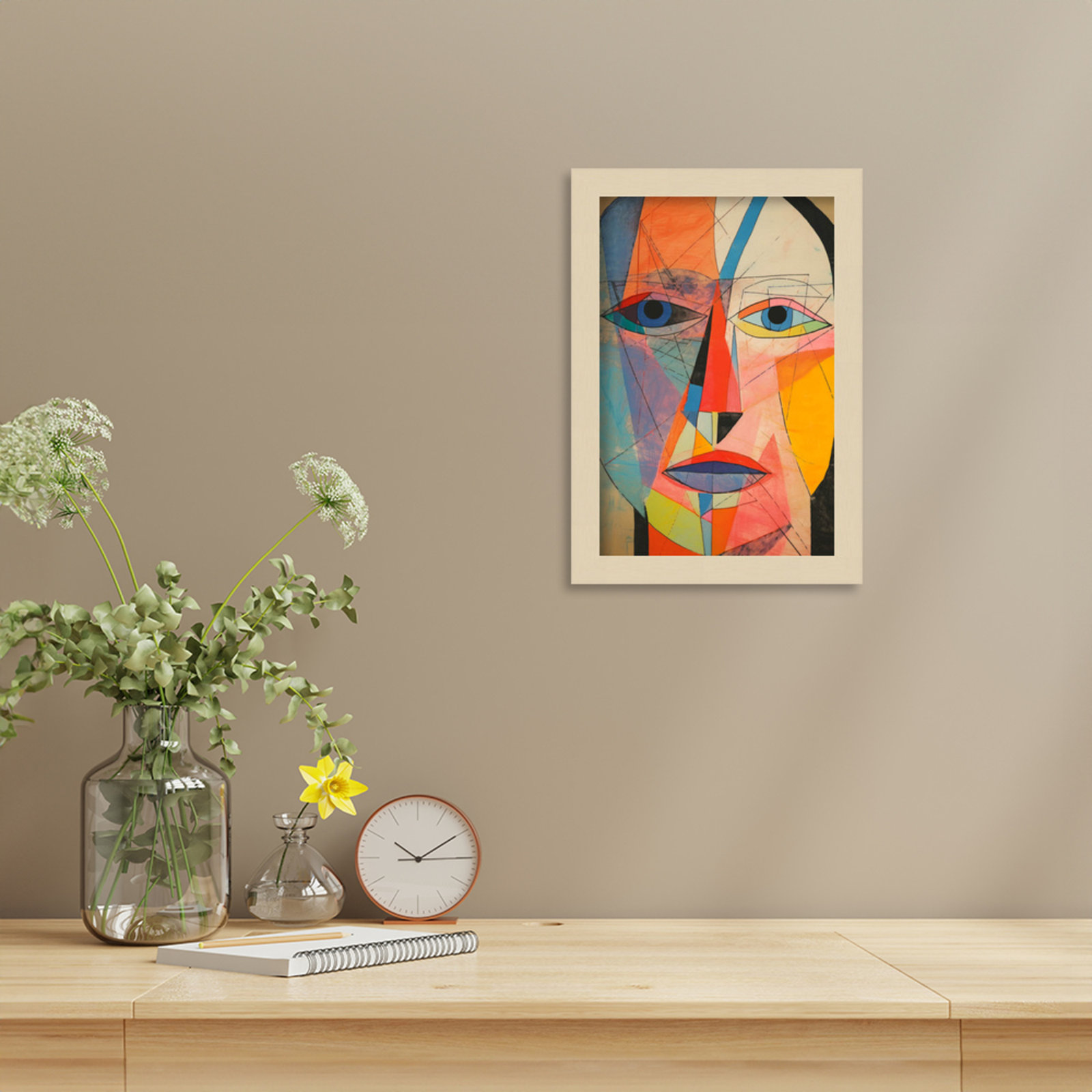 The Face Print by Treechild, 13" H x 9" W, Brown