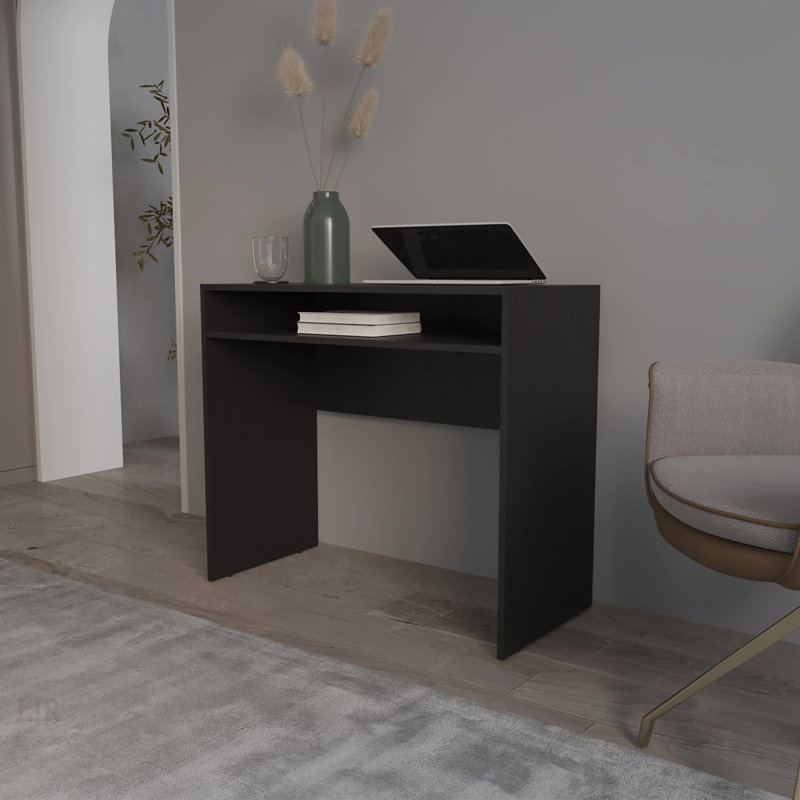 Bureau en wengé avec beaucoup de rangement et une conception élégante pour les espaces de travail modernes, parfait pour une productivité sans encombrement
