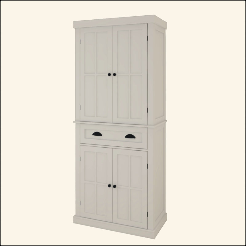 Armoire de rangement pour garde-manger de 71 po avec 4 portes, tiroir, 2 tablettes réglables et armoire autoportante pour le salon de la salle à manger