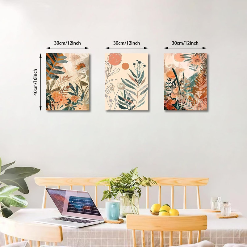 3 Piece No Frame Print on Canvas