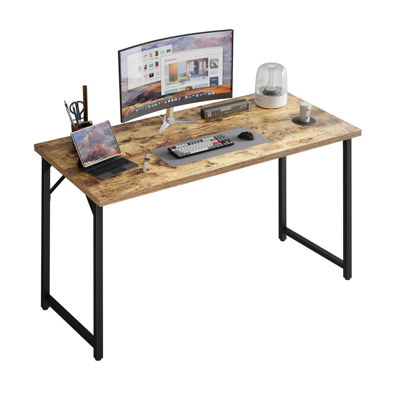 100 Cm Computer Desk, Adjustable Feet,, Brown