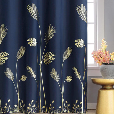 Wheat And Leaf Printed Curtains Light Blocking Curtains Thermal Insulated Blackout Curtains Elegant Drapes For Dining Room, 2 Panels