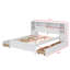 Lit de rangement en bois, tête de lit bibliothèque agrandie, six tiroirs-99382937