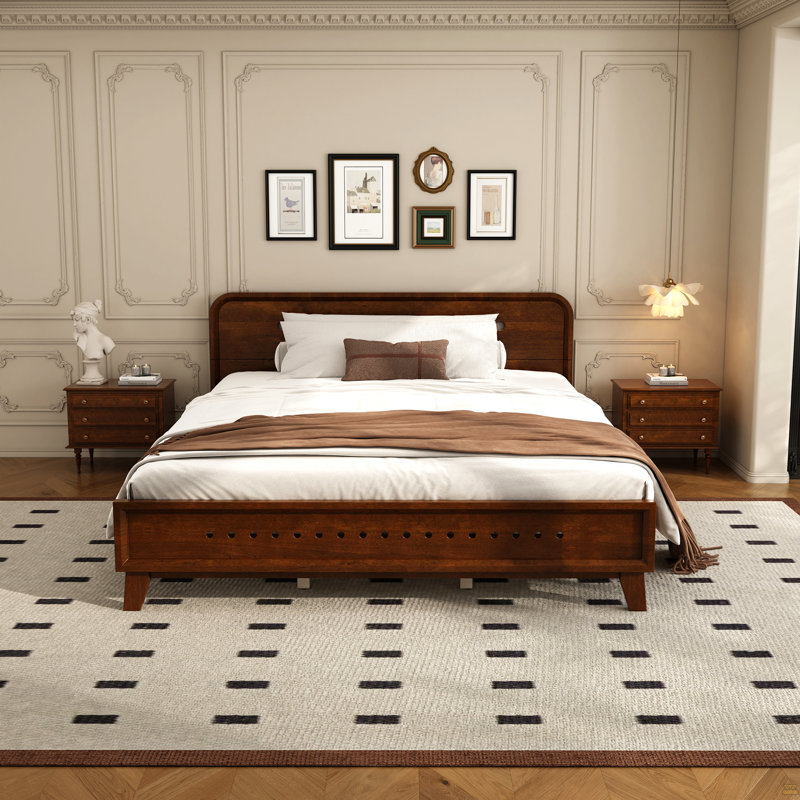 Grand lit en pin massif, solide et stable, sans sommier tapissier, Grand lit