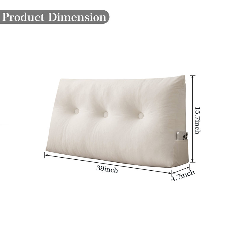  Polyester Headboard Back Support Throw Pillow, 15.7"H x 39"W, White