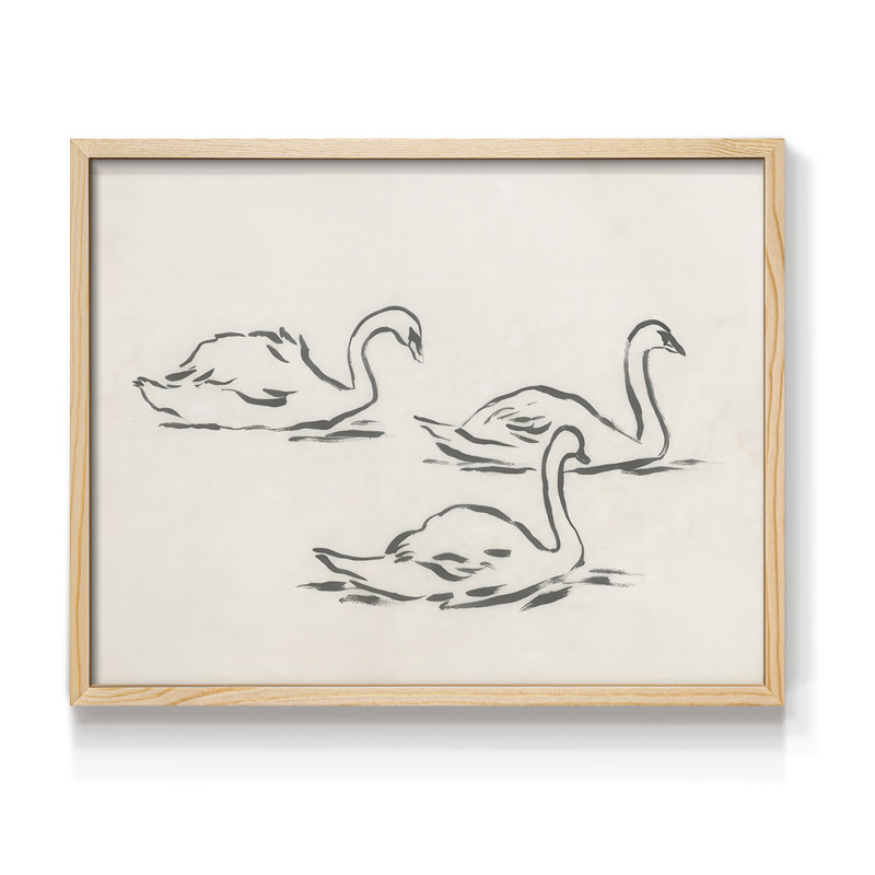 Swan Sketch II -Framed Print - Restickable, Naturel, H 22 po x l 28 po