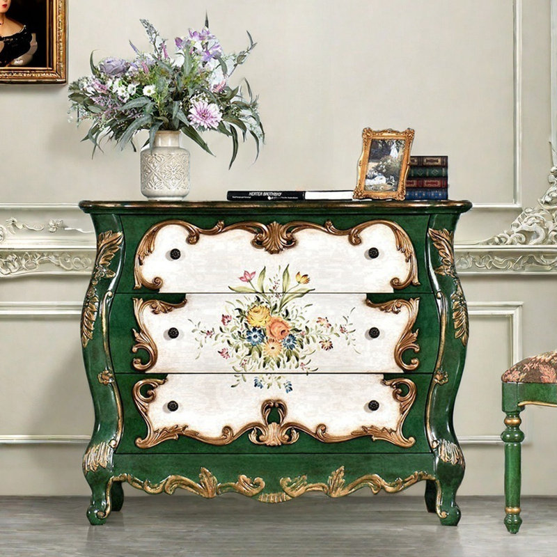 Vintage Hand-Painted Three-Drawer Accent Chest