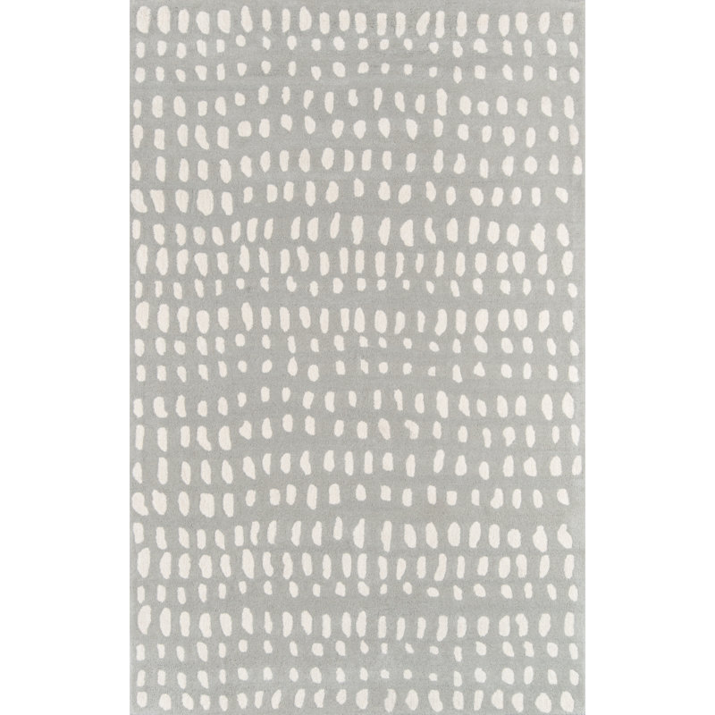 Tapis gris en polypropylène / viscose touffeté à la main Pacchi, Rectangle 3 pi 6 po x 5 pi 6 po