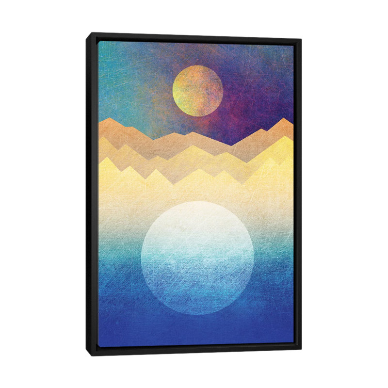 «The Moon and The Sun», impression sur toile tendue, H 26 po x l 18 po x P 1,5 po, Toile avec cadre noir, Pas de tapis