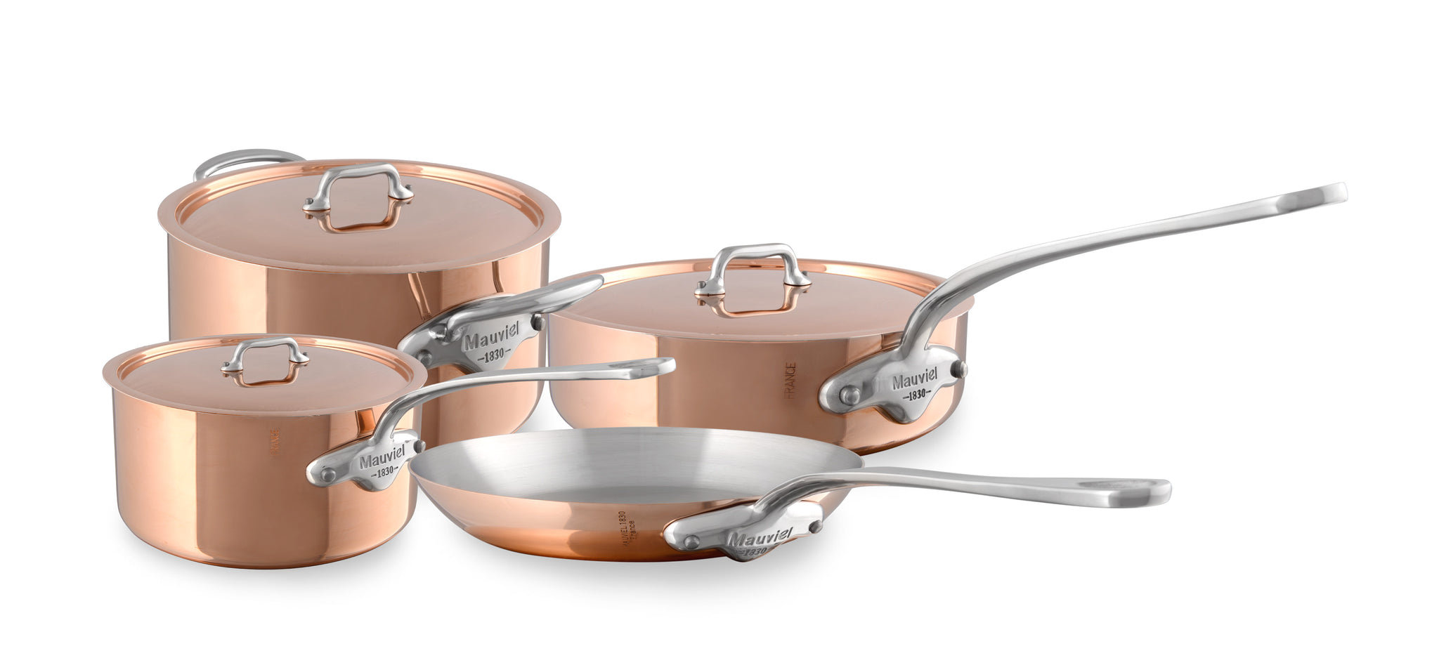 Mauviel M'150 S 10-Piece Copper Cookware Set With Cast Stainless