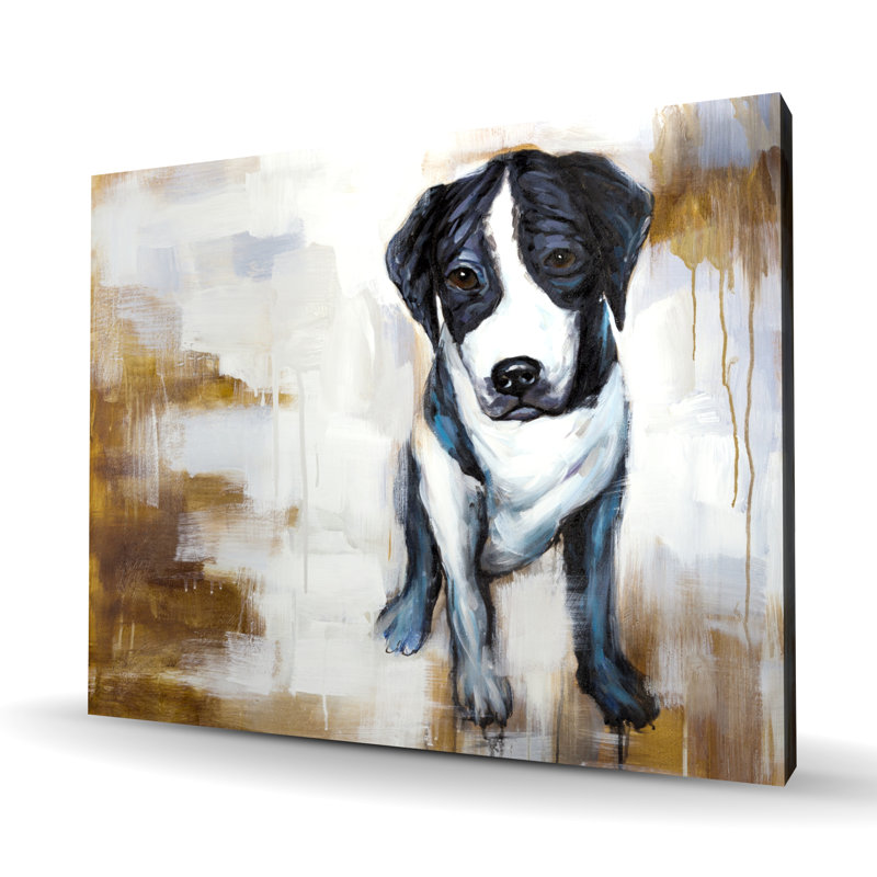 Chien assis - Toile de salon blanche pour la décoration intérieure