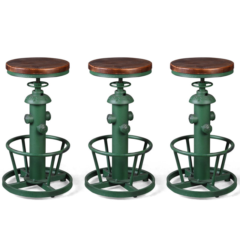 Tabouret de bar de cuisine antique et industriel, Vert, 1