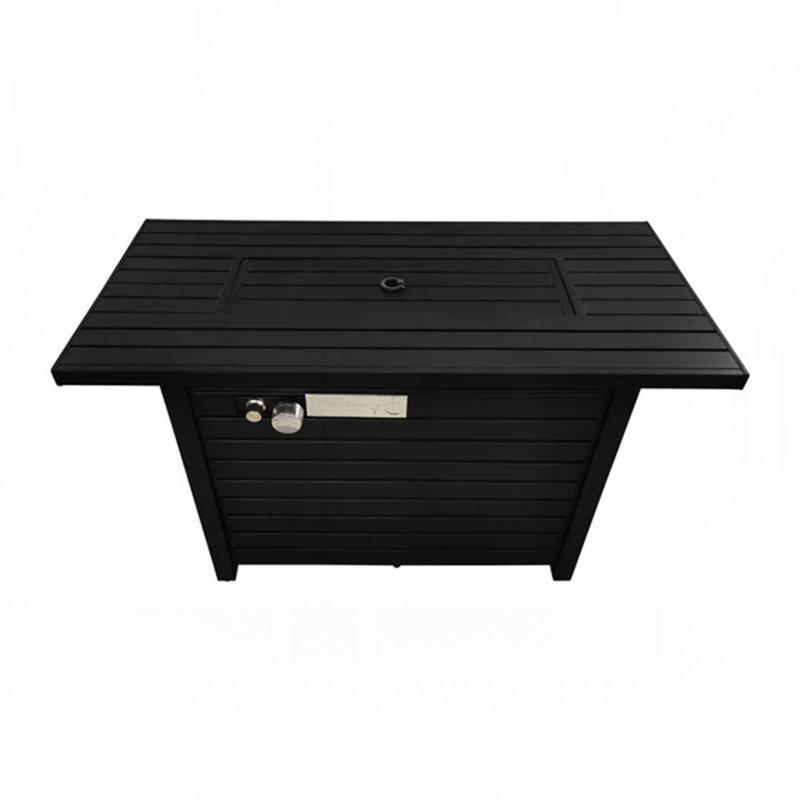 Table de foyer d'extérieur en acier avec couvercle pour une utilisation polyvalente et un divertissement de patio élégant, idéal pour les rassemblements et les soirées douillettes.