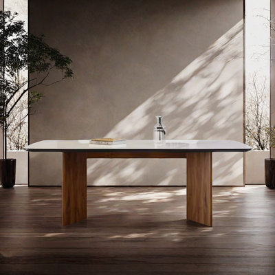Sergia Solid Wood Base Dining Table