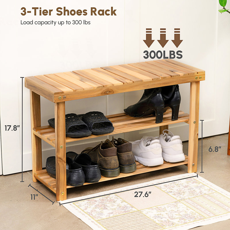 Banc à chaussures, range-chaussures à 2 niveaux, petit banc à chaussures, banc d'entrée