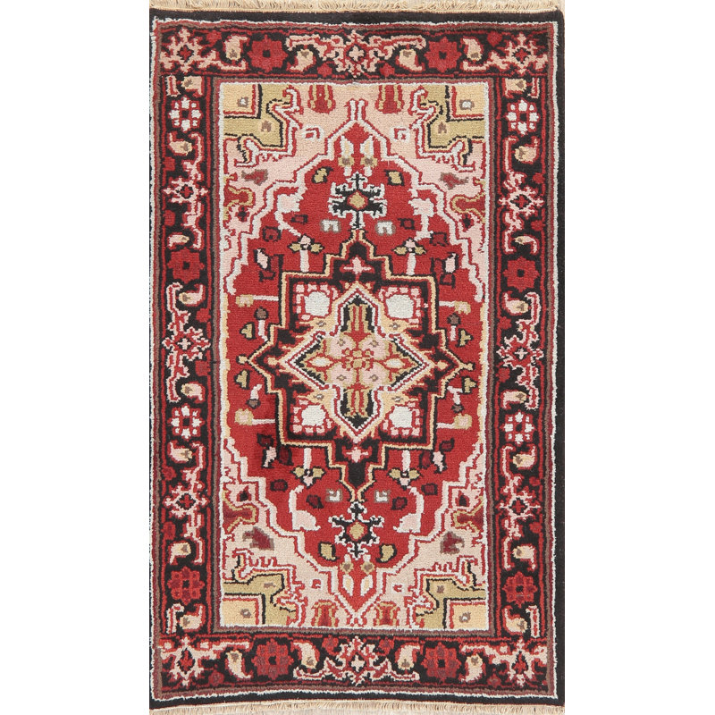 Tapis traditionnel rouge à motif géométrique 3x5