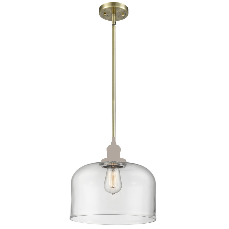 Hargett 1 - Light Single Pendant, Black Antique Brass, Smoked, 13" H x 12" W x 12" D