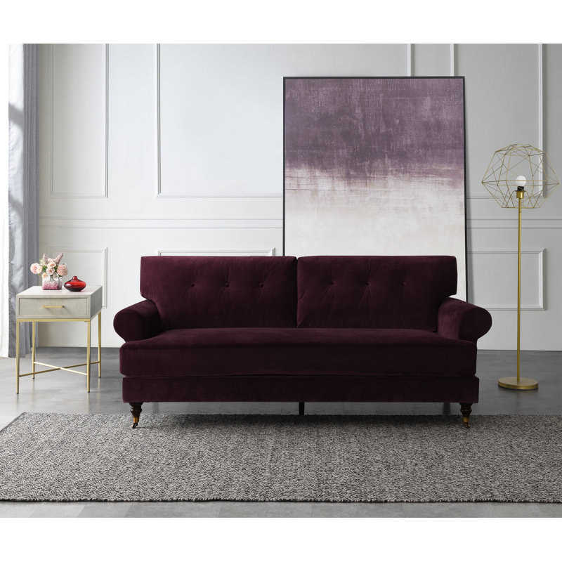 Lenapah 3 Seater Velvet Rolled Arm Sofa, Damson
