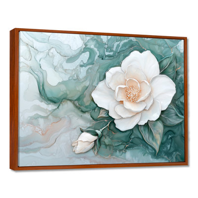 «Silent Dream Of Gardenia - Rose Wall Art Living Room»